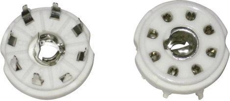 Kerámia loktál elektroncső foglalat, pólusszám 8, nyákba forrasztható