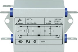 Zavarszűrő, 250 V/AC 10 A 0.82 mH (H x Sz x Ma) 77 x 63.5 x 38.1 mm Epcos B84111A0000B110 1 db
