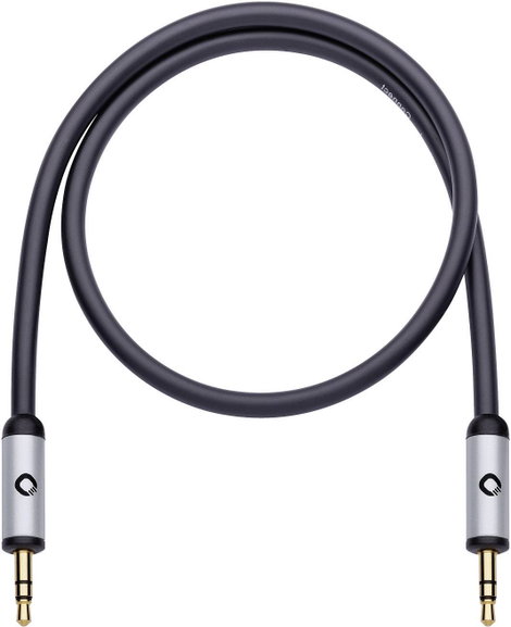 Jack audio kábel, 1x 3,5 mm jack dugó - 1x 3,5 mm jack dugó, 0,5 m, aranyozott, fekete, OFC, Oehlbac