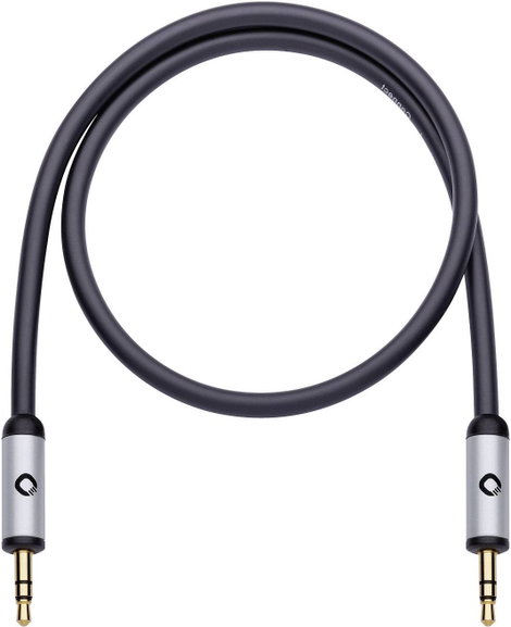Jack audio kábel, 1x 3,5 mm jack dugó - 1x 3,5 mm jack dugó, 1,5 m, aranyozott, fekete, OFC, Oehlbac