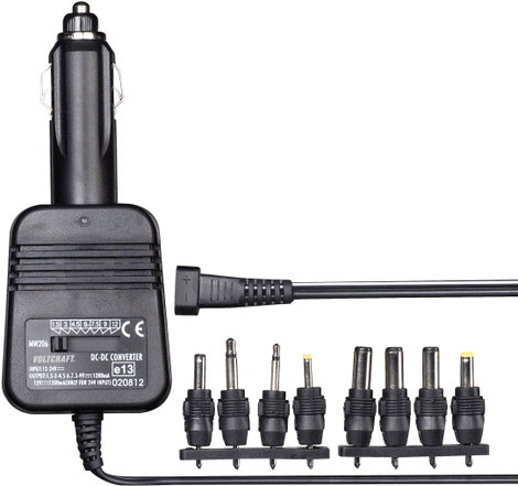 Szivargyújtó adapter, állítható autós tápegység 1,5-12V 1200mA 14,4W Voltcraft MW 206