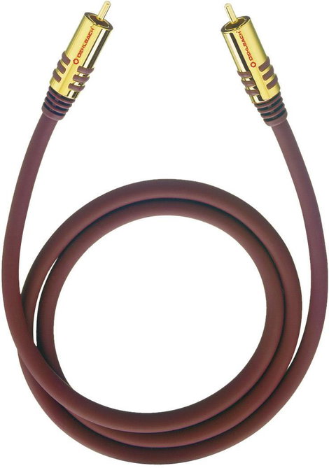 RCA audio kábel, 1x RCA dugó - 1x RCA dugó, 1 m, aranyozott, bordó, Oehlbach NF Sub