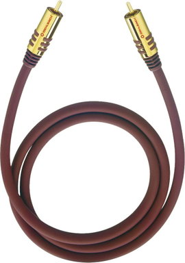 RCA audio kábel, 1x RCA dugó - 1x RCA dugó, 5 m, aranyozott, bordó, Oehlbach NF Sub