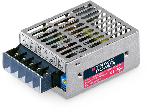 AC/DC kapcsoló tápegység 25 W 5 VDC 5 A, csavaros sorkapcsokkal, TracoPower TXL 025-05S