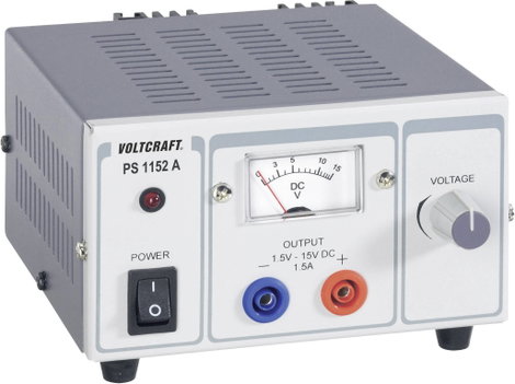 Lineáris labortápegység 22,5W 1,5-15V 1,5A, Voltcraft PS-1152 A 3. kép