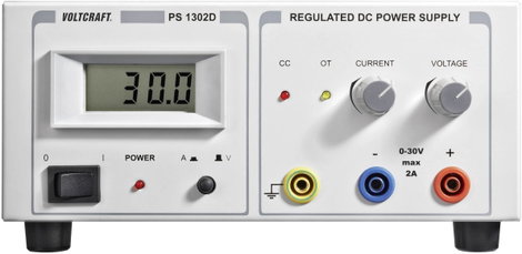 Szabályozható lineáris labortápegység 60W 0-30V 0-2A, Voltcraft PS-1302 D