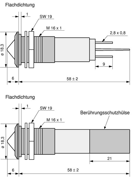 LED-es jelzőlámpa IP67 16mm zöld 230 VAC CML 19422235M 3. kép