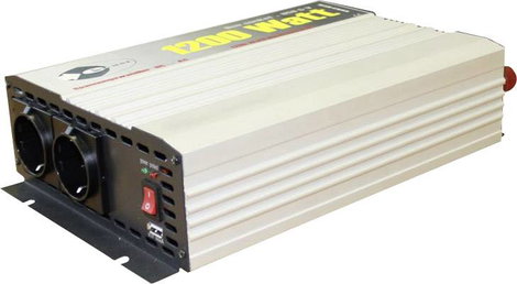Szinuszos jellegű inverter 1200 W 12 V/DC 230 V/AC 5 V/DC USB, e-ast HighPower HPL 1200-D-12