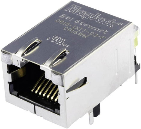 MagJack 10/100Base-TX 5 beépíthető csatlakozó aljzat, 8P8C, vízszintes, BEL Stewart Connectors 08B0-