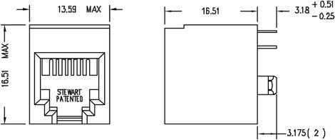 RJ11 beépíthető csatlakozó aljzat, 6P4C, függőleges, BEL Stewart Connectors SS65600-002F 2. kép