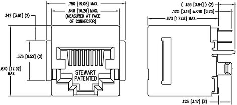RJ45 beépíthető csatlakozó aljzat, 10P8C, függőleges, BEL Stewart Connectors SS65100-022F 2. kép