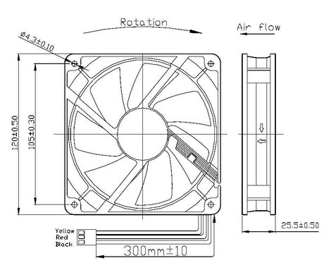 Axiális ventilátor (ipari) 12 V/DC 65.22 m³/h (Sz x Ma x Mé) 120 x 120 x 25 mm KM121225LS(1A1) 2. kép