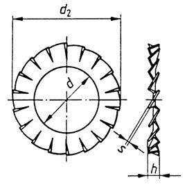 Toolcraft rugóacél fogazott alátét, külső fogazású, M3, DIN 6798, 100 db