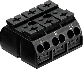 Vázra szerelhető kapocssáv 4 pólus 0,5 - 4 mm² 32A, fekete, WAGO 862-1503