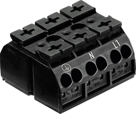 Vázra szerelhető kapocssáv 4 pólus 0,5 - 4 mm² 32A, fekete, WAGO 862-1503