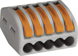 Kezelőnyelves sorkapocs 5 vezetékes, 0,08 - 4 mm² 32A, szürke/narancs, 40 db, WAGO 222-415/VE00-040