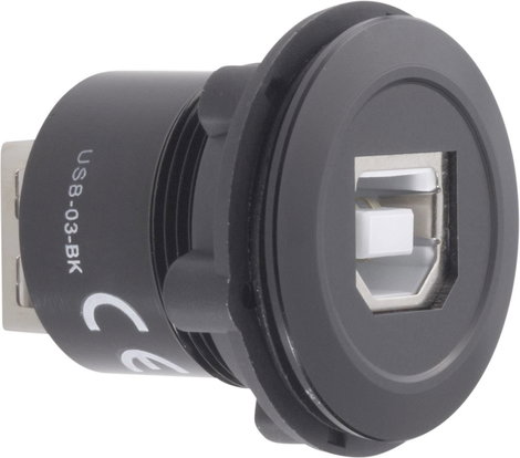 Beépíthető USB aljzat, USB 2.0 aljzat B, USB 2.0 aljzat A, Tru Components USB-03-BK