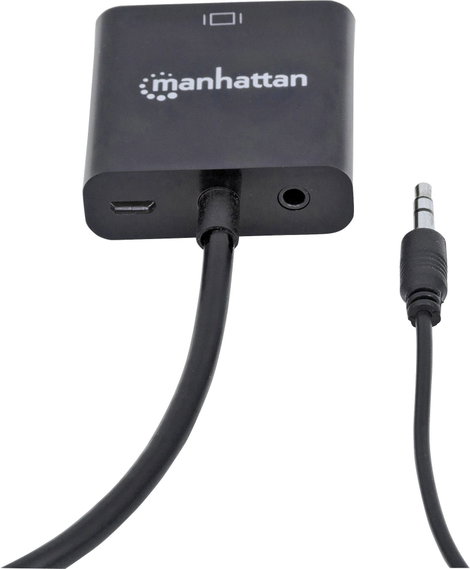 HDMI - VGA átalakító adapter, 1x HDMI dugó - 1x VGA, 3,5 mm-es jack aljzat, fekete, Manhattan 2. kép