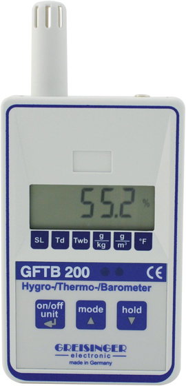 Légnedvesség- és hőmérséklet mérő készülék, termo-/higrométer, Greisinger GFTB 200