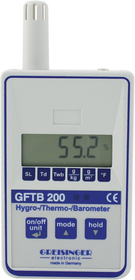 Légnedvesség- és hőmérséklet mérő készülék, termo-/higrométer, Greisinger GFTB 200