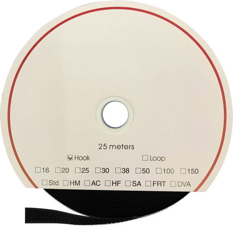 Tépőzár Felragasztáshoz Horgos fél (H x Sz) 25000 mm x 20 mm Fekete Fastech T0102099990225 25 m