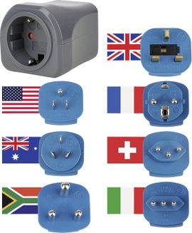 Konnektor átalakító adapter készlet, 7 adapterrel, fekete/kék, Brennenstuhl 1508160