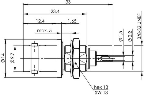 BNC csatlakozó Alj, beépíthető, függőleges 50 Ω Telegärtner J01001A0614 1 db 2. kép