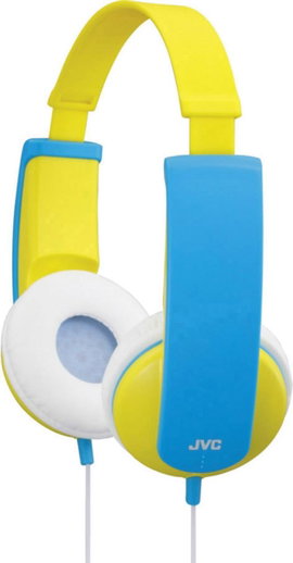 Fejhallgató gyermekeknek, hangerőszabályozóval, sárga/kék, JVC HA-KD5-VE