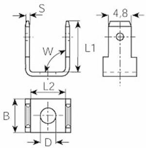 Dugaszoló csúszósaru dugó 2,8 mm/0,8 mm 90°/90° szigeteletlen, fémes Vogt Verbindungstechnik 381790. 2. kép