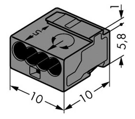 Mikró vezetékösszekötő 4 vezetékes, 0,6 - 0,8 mm² 6A, sötétszürke, 1 db, WAGO 243-204 4. kép