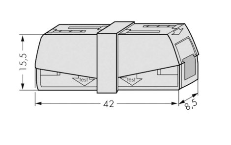 Lámpa vezetékösszekötő 2 vezetékes, 0,5 - 2,5 mm² 16A, szürke, 1 db, WAGO 224-201 2. kép