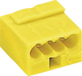 Mikró vezetékösszekötő 4 vezetékes, 0,6 - 0,8 mm² 6A, sárga, 1 db, WAGO 243-504