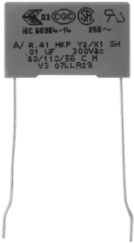 MKP zavarszűrő kondenzátor, radiális 1 nF 300 V 20 % 10 mm, 13 x 4 x 9 Kemet R413F11000000M