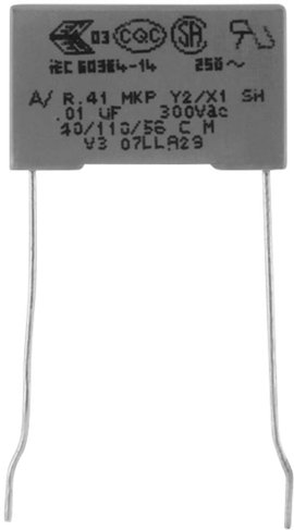 MKP zavarszűrő kondenzátor, radiális 2,2 nF 300 V 20 % 10 mm, 13 x 4 x 9 Kemet R413F12200000M