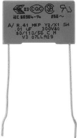 MKP zavarszűrő kondenzátor, radiális 4,7 nF 300 V 20 % 10 mm, 13 x 5 x 11 Kemet R413F147000M1M