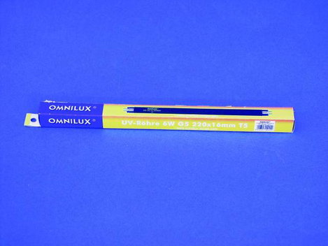 Feketefény-, UV fénycső, 6W G5 T5 5000h 220x16mm, Omnilux 89501005 3. kép