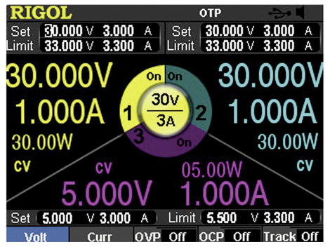 Szabályozható labortápegység 0-30 V 0-3 A 195 W, 3x kimenet, Rigol DP832A 5. kép