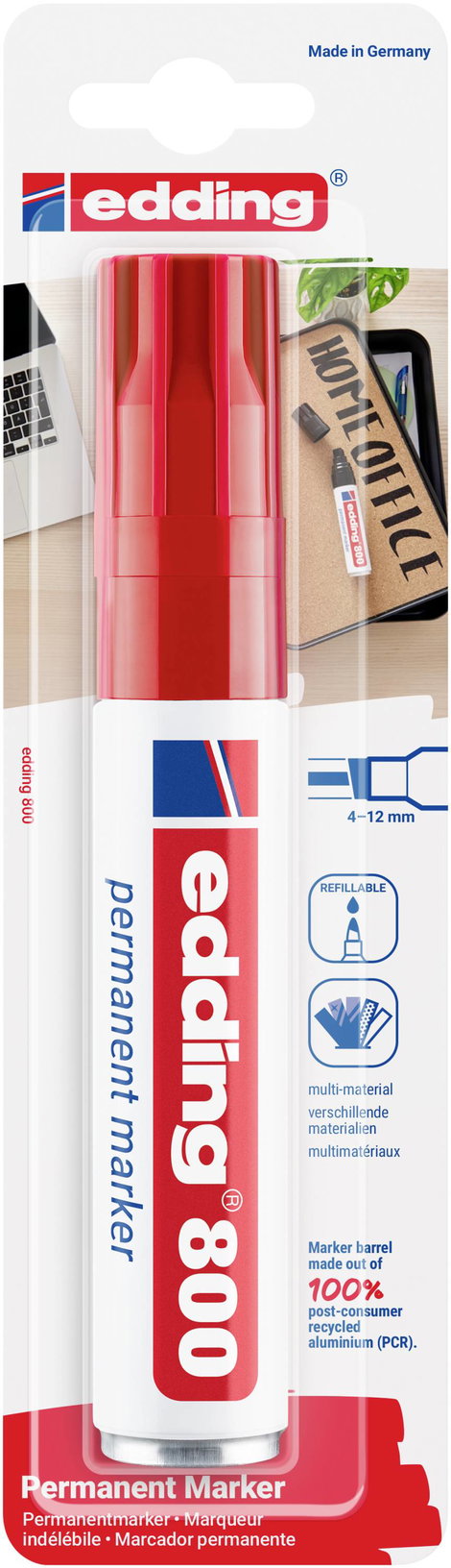 Edding 800 4-800-1-1002 Permanent marker Piros Vízálló: Igen