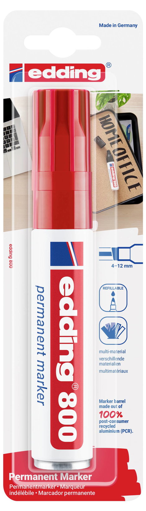 Edding 800 4-800-1-1002 Permanent marker Piros Vízálló: Igen 2. kép