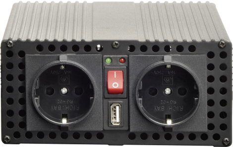 Inverter 1200 W 12 V/DC USB, csavaros csipeszek, Voltcraft MSW 1200-12-G 2. kép