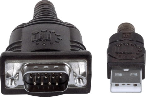 Soros portos USB 1.1 adatkábel (1x USB A 1.1 dugó - 1x D-SUB 9pólusú dugó) 0.45 m Manhattan 205153 3. kép