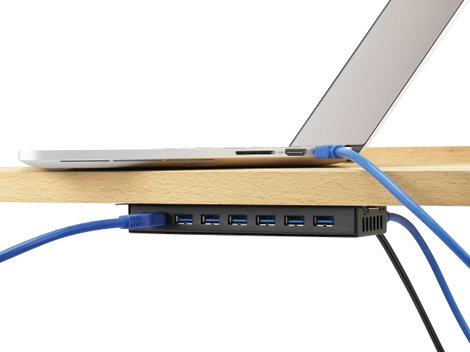 USB 3.0 hub, fém, hálózati adapterrel, 7 portos, Renkforce 2. kép