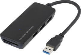 USB 3.0 hub SD kártyaolvasóval, 3 portos, Renkforce