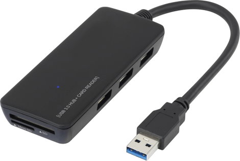 USB 3.0 hub SD kártyaolvasóval, 3 portos, Renkforce