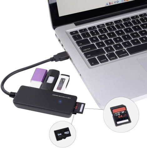 USB 3.0 hub SD kártyaolvasóval, 3 portos, Renkforce 4. kép