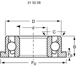 Radiális hornyolt golyóscsapágy karimával 5 mm 2 mm 2.5 mm