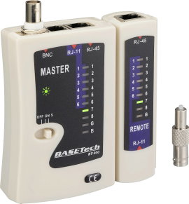 Koax kábel teszter, UTP, LAN hálózati kábel teszter, RJ11/RJ45, BNC csatlakozókhoz, kábelekhez Baset