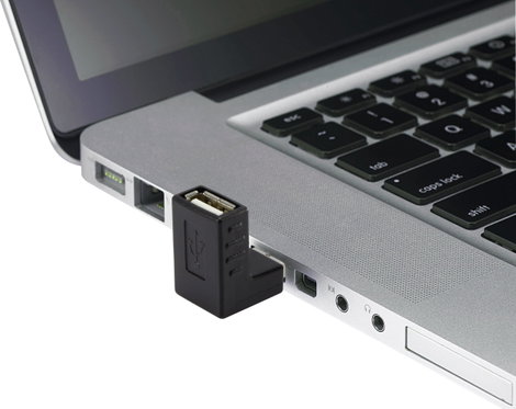 USB könyök adapter [dugó A - USB 2.0 aljzat A] 90°-ban felfelé hajlított Renkforce 29212C30 2. kép