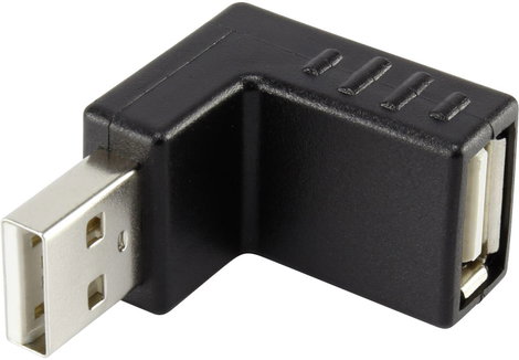 USB könyök adapter [dugó A - USB 2.0 aljzat A] 90°-ban felfelé hajlított Renkforce 29212C30 3. kép