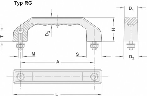Rohde Műanyag fogantyú, RG RG-1P.140.84 (H x Sz) 170 mm x 24 mm poliamid/fekete 2. kép